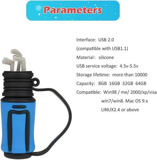 Alt view image 3 of 5 - LEIZHAN 4x32GB Golf Club Bag Shape USB Flash Drive Computer Memory Stick USB 2.0 Golf Pendrive Picture Stick Data Storage Gift
