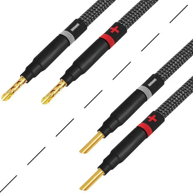 Alt view image 4 of 5 - WORLDS BEST CABLES 15 Foot Ultimate - 10 AWG - Ultra-Pure OFC - Premium Audiophile HiFi Speaker Cable Pair with Eminence Gold Banana Plugs & Carbon Tweed Jacket