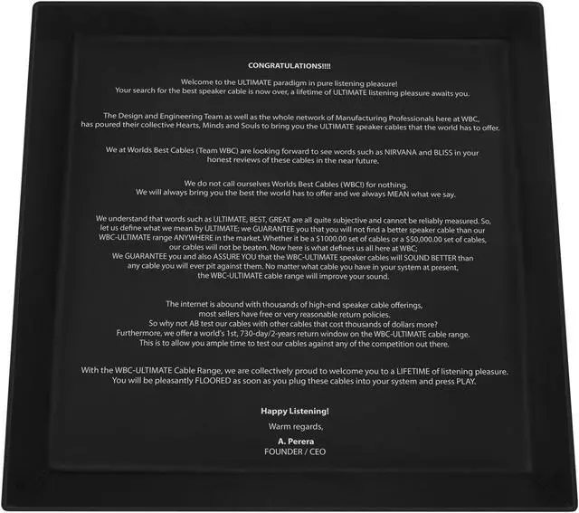 Alt view image 2 of 5 - WORLDS BEST CABLES 8 Foot Ultimate - 7 AWG - Ultra-Pure OFC  Extra Premium Audiophile HiFi Speaker Cable Pair with Eminence Gold Banana Plugs & Carbon Tweed Jacket