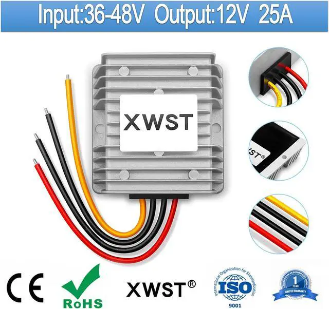 Alt view image 2 of 5 - XWST DC/DC Converter Regulator 36V 48V Step Down to 12V 25A 300W Reducer Buck Power Converter Waterproof Module Transformer for Golf Cart Club Car