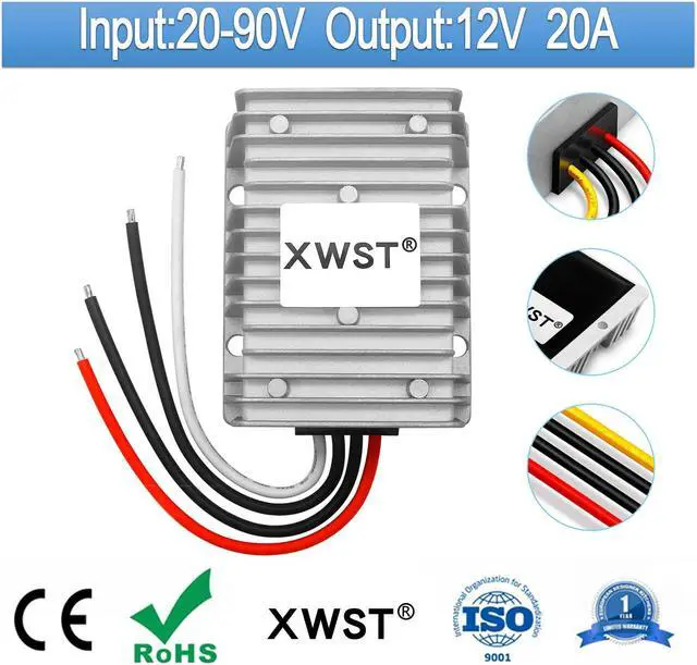 Alt view image 2 of 5 - XWST DC DC Converter Reducer 20-90v 24v 36v 48v 60v 72v to 12v DC Converter Step Down Buck 20A 12v dc Voltage Regulator for Golf Cart Car Device (XW-2090-12-20A)