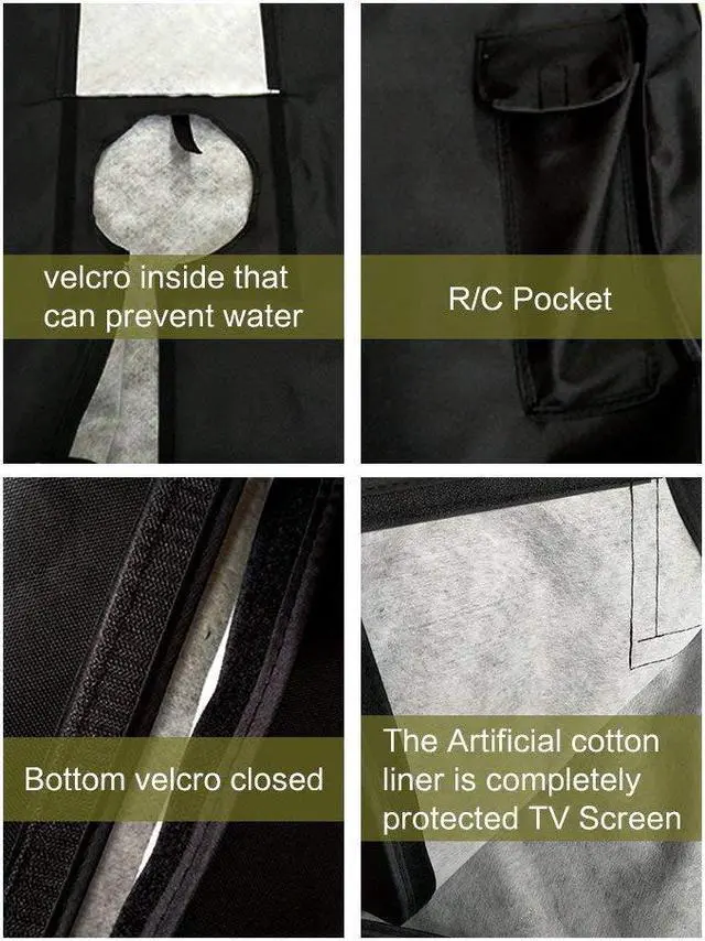 Alt view image 5 of 5 - acoveritt Outdoor 70" TV Set Cover,Scratch Resistant Liner Protect LED Screen Best-Compatible with Standard Mounts and Stands (Black)