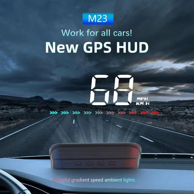 Alt view image 2 of 5 - Yaouzicn Heads Up Display, GPS Speedometer M23, Universal Car HUD with Speed MPH, Compass Direction, Overspeed Alarm HD Display, USB Cable Plug & Play