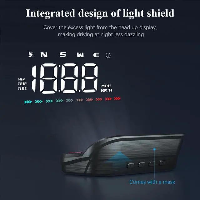 Alt view image 5 of 5 - Yaouzicn Heads Up Display, GPS Speedometer M23, Universal Car HUD with Speed MPH, Compass Direction, Overspeed Alarm HD Display, USB Cable Plug & Play