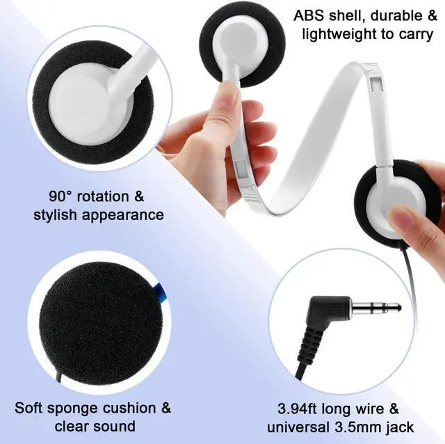 Alt view image 3 of 5 - Yunsailing 30 Pack Class Set Headphones for Students Bulk School Headsets Earphones with 3.5mm Jack Classroom Must Haves Teacher Supplies for Adults Laptop Computer(White)