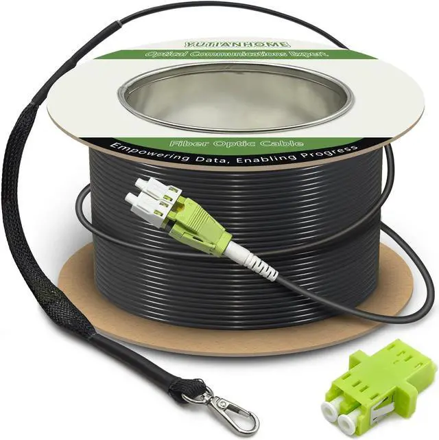 Main image of YUTIANHOME 150m/500ft OM5 Multimode Armored LC to LC Fiber Optic Patch Cord, 40Gb 100Gb Duplex Wideband MMF Jumper, 50/125, Indoor/Outdoor, LC-LC with Pulling Eye Kit Installed on one end