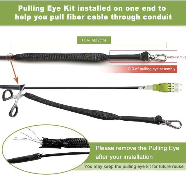 Alt view image 3 of 5 - YUTIANHOME 150m/500ft OM5 Multimode Armored LC to LC Fiber Optic Patch Cord, 40Gb 100Gb Duplex Wideband MMF Jumper, 50/125, Indoor/Outdoor, LC-LC with Pulling Eye Kit Installed on one end