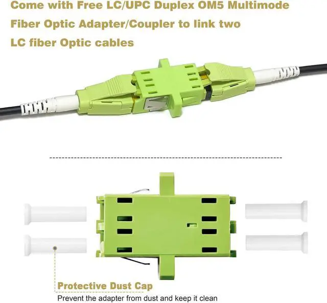 Alt view image 4 of 5 - YUTIANHOME 150m/500ft OM5 Multimode Armored LC to LC Fiber Optic Patch Cord, 40Gb 100Gb Duplex Wideband MMF Jumper, 50/125, Indoor/Outdoor, LC-LC with Pulling Eye Kit Installed on one end