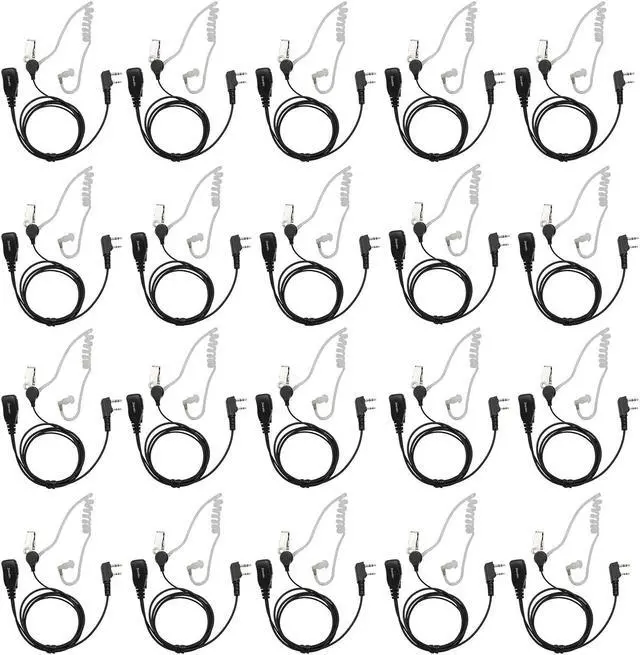 Main image of Walkie Talkies Earpiece with Mic 2 Pin Acoustic Tube Headset Compatible with UV-5R BF-888S Kenwood Retevis H-777 RT22 Puxing Wouxun (20 Pack)