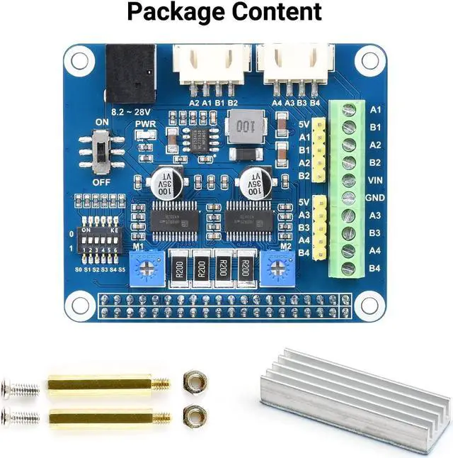 Alt view image 2 of 5 - Waveshare HRB8825 Stepper Motor HAT Compatible with Raspberry Pi Drives Two Stepper Motors Up to 1/32 Microstepping
