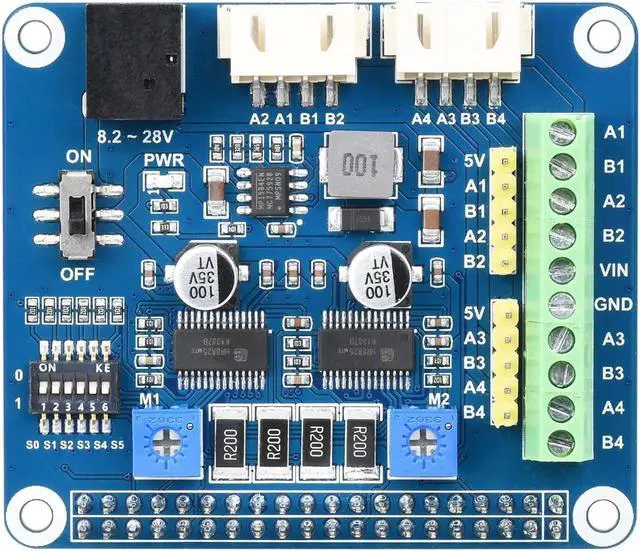 Main image of Waveshare HRB8825 Stepper Motor HAT Compatible with Raspberry Pi Drives Two Stepper Motors Up to 1/32 Microstepping