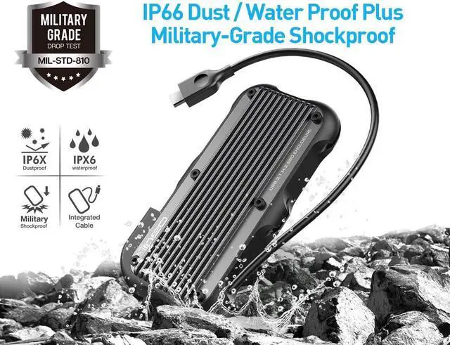 Alt view image 2 of 5 - ineo M.2 NVMe (PCIe) USB 3.2 Gen 2 Type-C Rugged Waterproof Shockproof Aluminum Cover SSD Enclosure [C2594-NVMe]