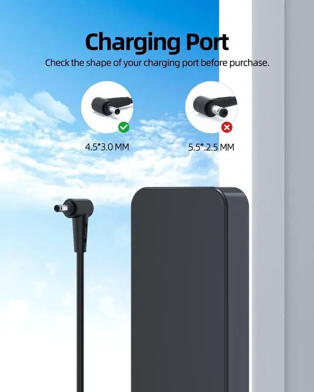 Alt view image 3 of 5 - 120W AC Charger Fit for MSI Cyborg 15 A13VE A12VF A12VE 14 A13VF, Thin GF63 12HW 12UCX, Creator M14 A13VF CreatorPro M15 A11UIS, Summit E16Flip A13VET Laptop Power Supply Adapter Cord