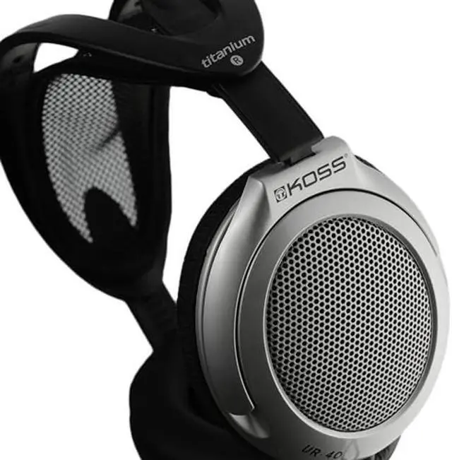 Alt view image 3 of 5 - Koss UR40 Collapsible Over-Ear Headphones, Lightweight, Retro Style, Silver and Black