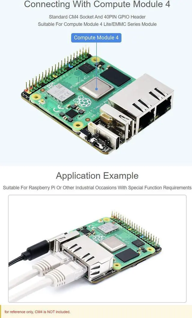 Alt view image 3 of 5 - Waveshare Mini Dual Gigabit Ethernet Base Board Compatible with Raspberry Pi Compute Module 4 Suitable for All Variants of Compute Module 4, Only Including CM4-DUAL-ETH-MINI Baseboard