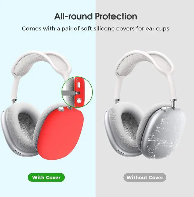 Alt view image 3 of 5 - ProCase Hard Case for AirPods Max, Travel Carrying Headphone Case with Silicone Earpad Cover & Mesh Pocket, AirPods Max Protective Portable Storage Bag -Red