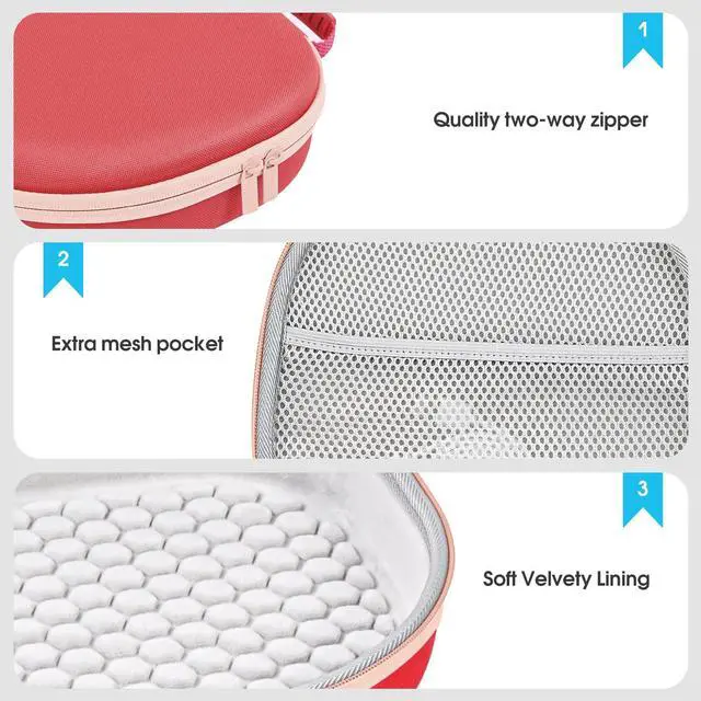 Alt view image 4 of 5 - ProCase Hard Case for AirPods Max, Travel Carrying Headphone Case with Silicone Earpad Cover & Mesh Pocket, AirPods Max Protective Portable Storage Bag -Red