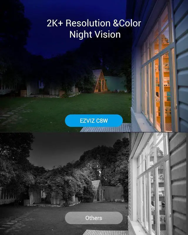 Alt view image 3 of 5 - EZVIZ Security Camera Outdoor, 4MP WiFi Camera Pan/Tilt, 360° Visual Coverage, IP65 Waterproof, Color Night Vision, AI-Powered Person Detection, Two-Way Talk, Support MicroSD Card up to 256GB | C8W