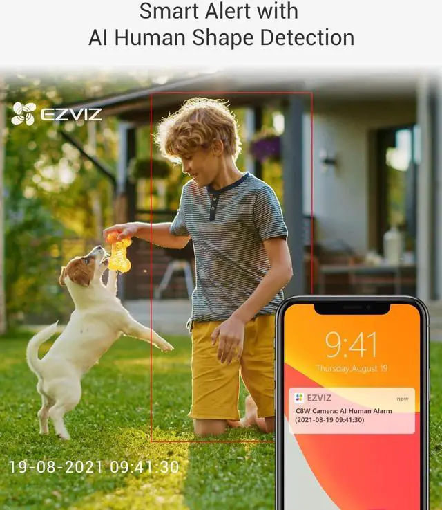 Alt view image 4 of 5 - EZVIZ Security Camera Outdoor, 4MP WiFi Camera Pan/Tilt, 360° Visual Coverage, IP65 Waterproof, Color Night Vision, AI-Powered Person Detection, Two-Way Talk, Support MicroSD Card up to 256GB | C8W