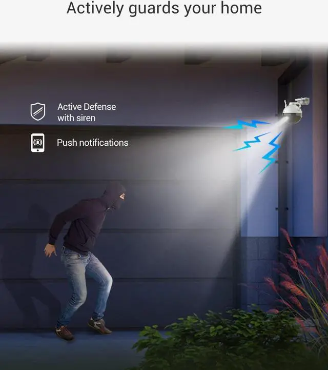 Alt view image 5 of 5 - EZVIZ Security Camera Outdoor, 4MP WiFi Camera Pan/Tilt, 360° Visual Coverage, IP65 Waterproof, Color Night Vision, AI-Powered Person Detection, Two-Way Talk, Support MicroSD Card up to 256GB | C8W