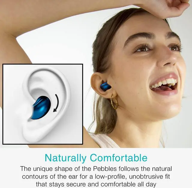 Alt view image 2 of 5 - MEE audio Pebbles True Wireless Earbuds - Bluetooth 5.3 Low Profile in Ear Lightweight Headphones with Headset Microphone & Call Noise Reduction for Gym/Workouts/Sports and Gaming, Sapphire