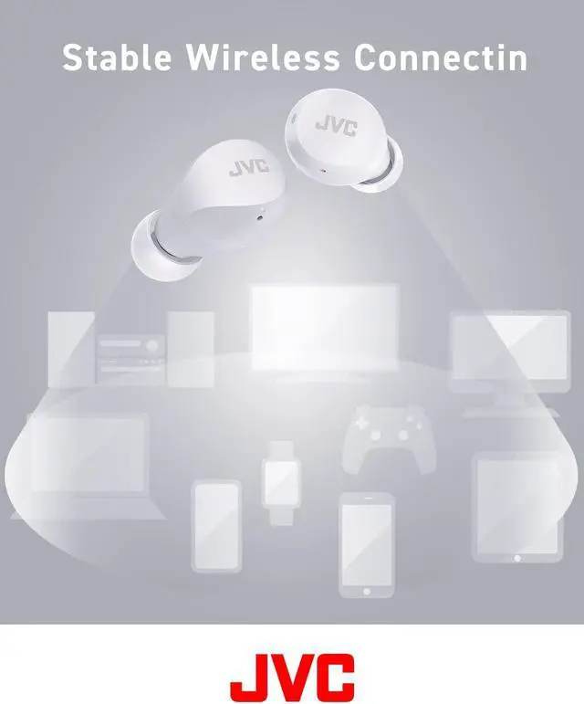 Alt view image 3 of 5 - JVC Compact and Lightweight Gumy Mini True Wireless Earbuds Headphones, Long Battery Life (up to 23 Hours), Sound with Neodymium Magnet Driver, Water Resistance (IPX4) - HAA6TW (White)