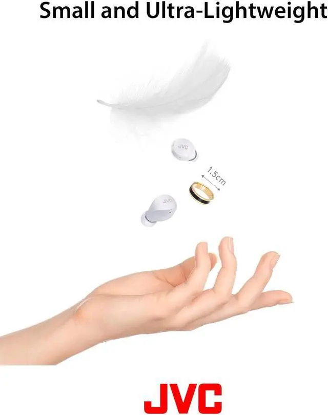 Alt view image 4 of 5 - JVC Compact and Lightweight Gumy Mini True Wireless Earbuds Headphones, Long Battery Life (up to 23 Hours), Sound with Neodymium Magnet Driver, Water Resistance (IPX4) - HAA6TW (White)