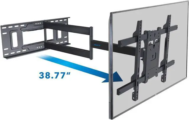 Alt view image 2 of 5 - Mount-It! Long Arm TV Mount, Full Motion Long Extension Wall Bracket with 38.5 inch Extension,TV Wall Mount Fits Screens 40, 50, 55, 60, 65, 70, 75, 80 Inch, Max VESA 600x400 Compatible, Holds 121 Lbs