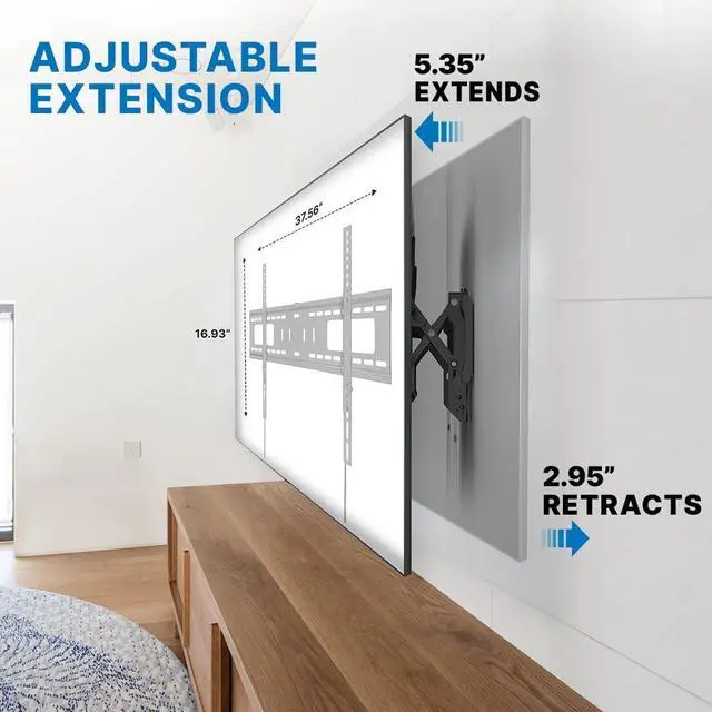 Alt view image 2 of 5 - Vanco Pull Out TV Wall Mount with Retractable TV Wall Mount Bracket for 43-90 Inch Displays - Low Profile, and VESA Compatible 800 x 400 or Less