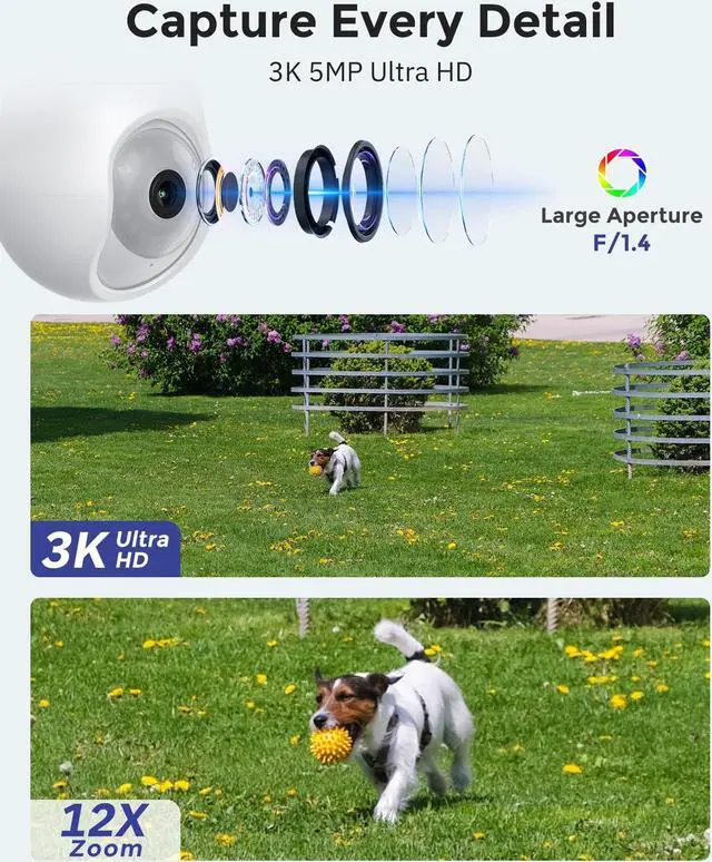 Alt view image 2 of 5 - Hugolog 3K 5MP Light Bulb Security Cameras Wireless Outdoor-2.4GHz Cameras for Home Security Indoor with AI Sound Processing&Motion Detection,Color Night Vision,Auto Tracking,Siren Alarm,2-Way Talk
