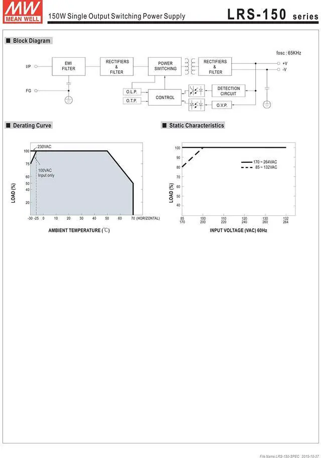 Alt view image 4 of 5 - MW Mean Well LRS-150-48 48V 3.3A 150W Single Output Switching Power Supply