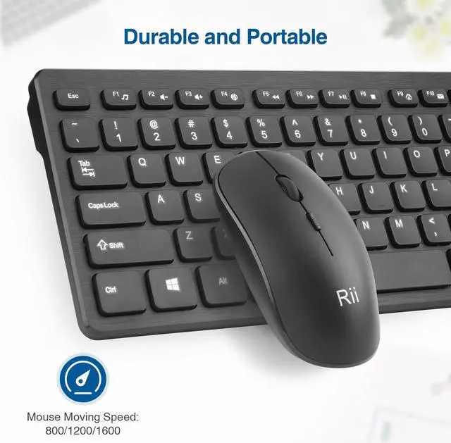 Alt view image 4 of 5 - (10 Pack) Wireless Keyboard and Mouse Combo - Rii Standard Office PC Keyboard and Optical Wireless Mice for Windows/Android TV Bo/PC/Laptop/PS3/4