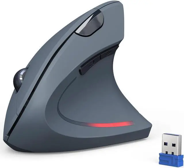 Main image of TECKNET Ergonomic Mouse, 4800 DPI Silent Mouse 5 Adjustable DPI, Wireless Mouse 2.4G Vertical Mouse 6 Buttons Computer Mouse Wide Compatibility (Grey)