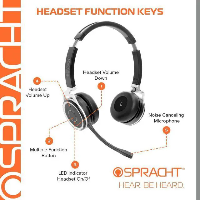 Alt view image 3 of 5 - Spracht ZUMBTP-400 Zum BT Prestige Wireless Bluetooth Headset with Base