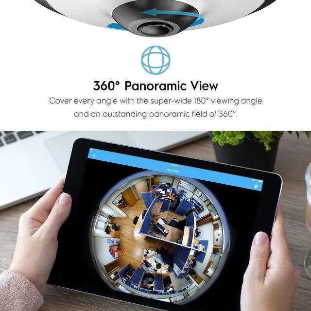 Alt view image 3 of 5 - Amcrest Fisheye IP POE Camera, 360° Panoramic 5-Megapixel POE IP Camera, Fish Eye Security Indoor Camera, IVS Features and People Counting, MicroSD Recording, IP5M-F1180EW-V2 (White)