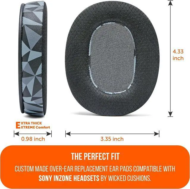 Alt view image 5 of 5 - WC Freeze Inzone - Cooling Gel Earpads Compatible with Sony Inzone H9 & H7 Headphones by Wicked Cushions - Boost Comfort, Durability, Thickness & Sound Isolation for Epic Gaming | Geo Grey