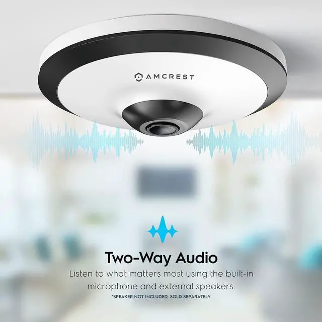Alt view image 5 of 5 - Amcrest Fisheye IP POE Camera, 360° Panoramic 5-Megapixel POE IP Camera, Fish Eye Security Indoor Camera, IVS Features and People Counting, MicroSD Recording, IP5M-F1180EW-V2 (White)