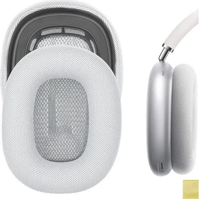 Main image of Geekria QuickFit Replacement Ear Pads Compatible with Apple Airpods MAX Headphones Ear Cushions, Repair Parts (Silver)