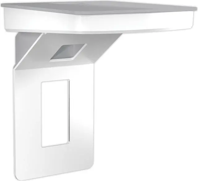 Main image of Sanus Made for Google Small Device Outlet Shelf in White & Fog Grey - Holds Small Electronics Up to 8lbs w/Built-in Cord Storage - Includes Both Standard & Decora Outlet Faceplates - Easy DIY Install