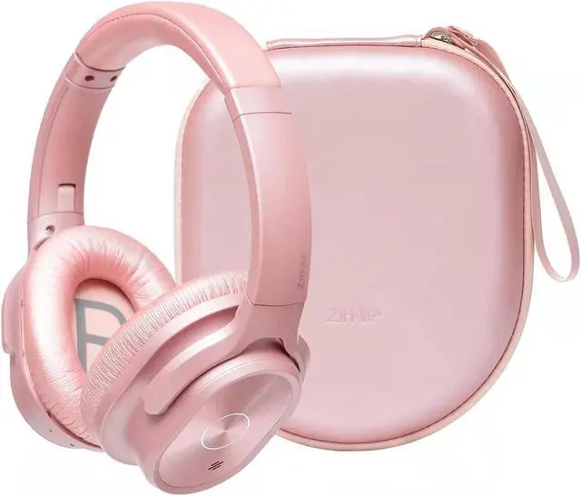 Alt view image 2 of 5 - ZIHNIC 2 Items,1 Rose Active Noise Cancelling Headphones Bundle with 1 Blue Bluetooth Wireless Headset