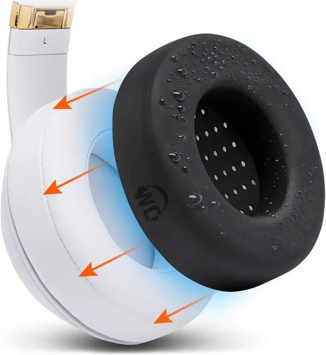 Alt view image 3 of 5 - WC Earpads and SweatZ Protective Ear Covers Compatible with Beats Studio 2 & 3, Wired and Wireless | Not for Beats Solo | Black & Black