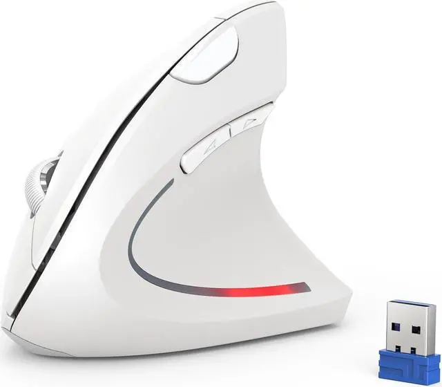 Main image of TECKNET Ergonomic Vertical Mouse, 5 Adjustable DPI, 6 Buttons, Wireless 2.4G, Compatible with Windows/Mac/Linux (White)
