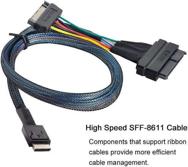 Alt view image 4 of 5 - xiwai Oculink SFF-8611 to U.2 U.3 SFF-8639 NVME PCIe PCI-Express SSD Cable for Mainboard SSD
