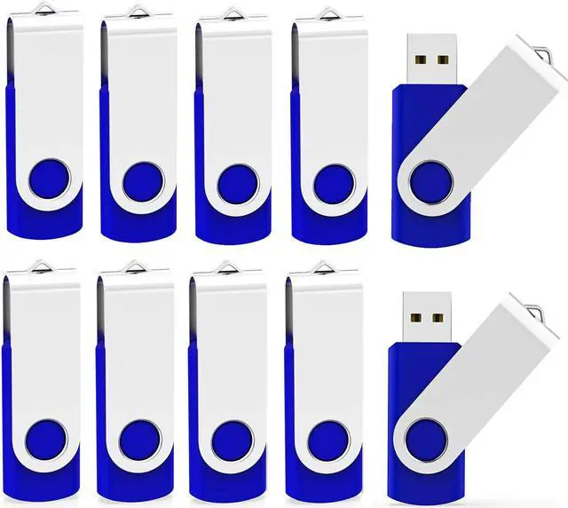 Main image of KOOTION 10 X 1GB USB Flash Drive 1gb Flash Drive Swivel Thumb Drive Memory Stick Keychain Design Blue