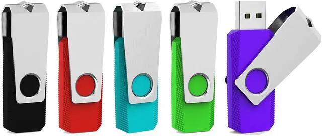 Main image of Aiibe 5 Pack 64GB Flash Drive USB Flash Drives 64GB Thumb Drive USB 2.0 Memory Stick USB Drive Zip Drive Jump Drive 64GB Multipack (64G, 5 Mixed Colors: Black Red Cyan Green Purple)