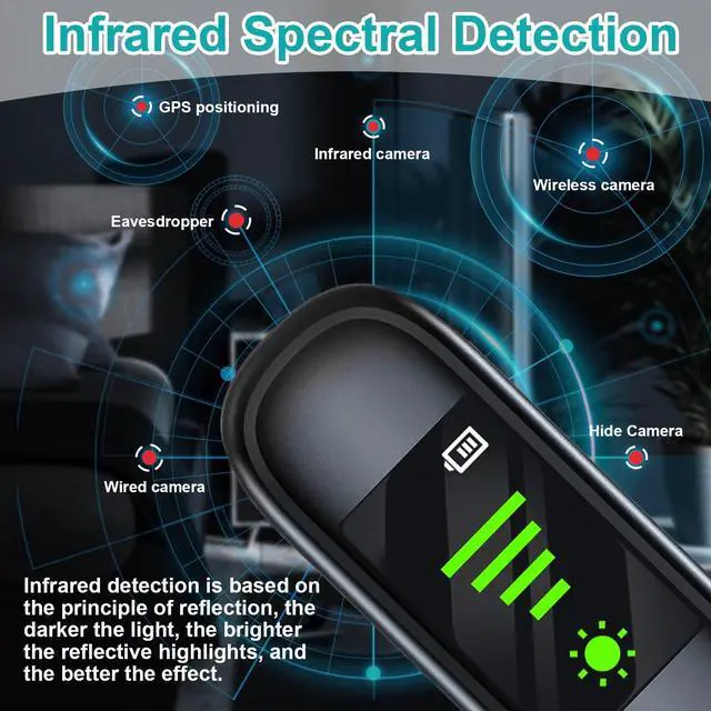 Alt view image 2 of 5 - Hidden Camera Detector - Portable Anti-Eavesdropping Device, RF/Wireless Signal Scanner, GPS Tracker and Bug Detector, Burglar Alarm Camera Finder for Home/Hotel/Office