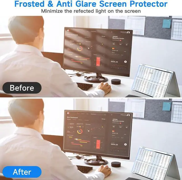 Alt view image 3 of 5 - 2 Pack 24 Inch Anti Glare Matte Screen Protector for 24 Inch 16:9 Sceptre/LG/Dell/HP/Acer/ViewSonic/ASUS/Aoc/Samsung Widescreen Monitor, Eye Protection Anti Scratch & Anti Glare Film
