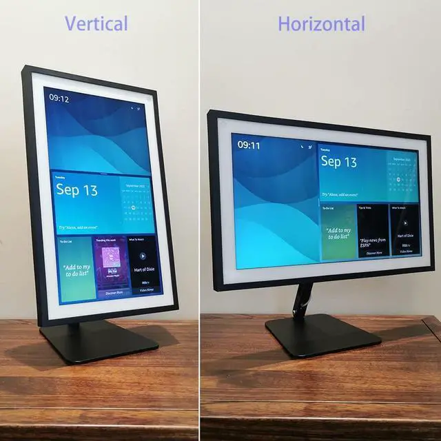 Alt view image 2 of 5 - Aluminum Swivel & Tilt Stand for Echo Show 15 & 21, 360° Rotation, 45° Adjustable Angle, Non-Slip Base, Horizontal/Vertical Screen Switch (Black)