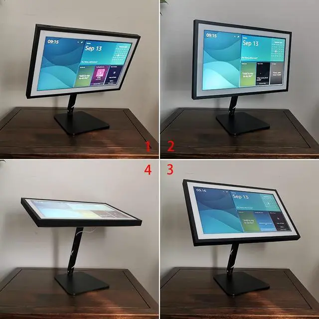 Alt view image 4 of 5 - Aluminum Swivel & Tilt Stand for Echo Show 15 & 21, 360° Rotation, 45° Adjustable Angle, Non-Slip Base, Horizontal/Vertical Screen Switch (Black)