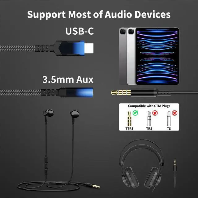 Alt view image 5 of 5 - USB C Headphones with Adapter for Samsung S22+ Ultra S23 FE, Type C Earphones with Microphone HiFi Stereo Volume Control Magnetic Wired Earbuds for iPhone 15 Pro Max Plus Galaxy Flip Pixel 8 7 Pro